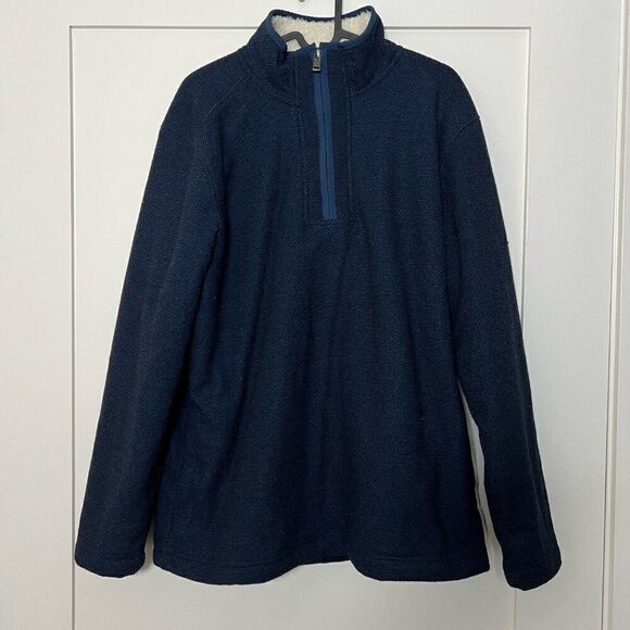 ORVIS Sweater Mens Sz M Blue 1/4 Zip Sherpa Long Sleeve Casual Outdoor Fall - Picture 1 of 12